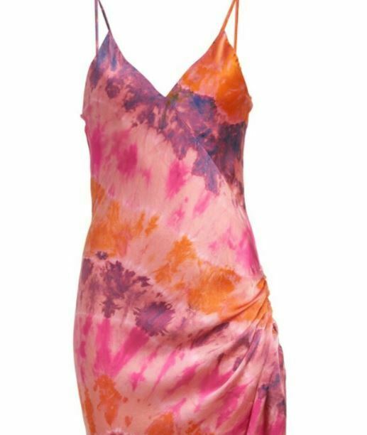 tie dye dress: Abacaxi X SVNR Vee Midi Slip Dress