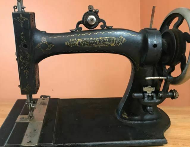 vintage sewing machines: Rare 1800s Antique White Sewing Machine Head