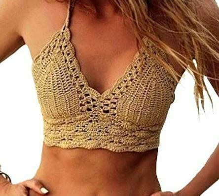 crochet top: Crochet Crop Halter Tank Top