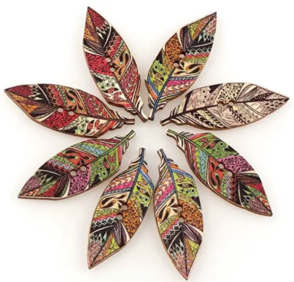 different types of buttons: Wood Buttons Maple Leaf Print Dazzle Color Decorative Buttons 