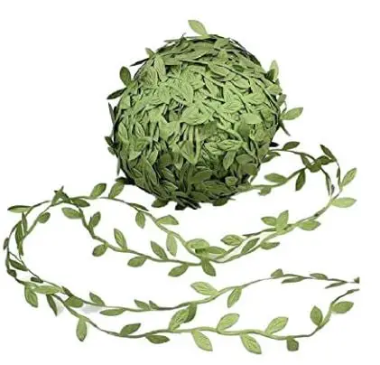 types of ribbon: Olive Green Leaves Leaf Trim Ribbon